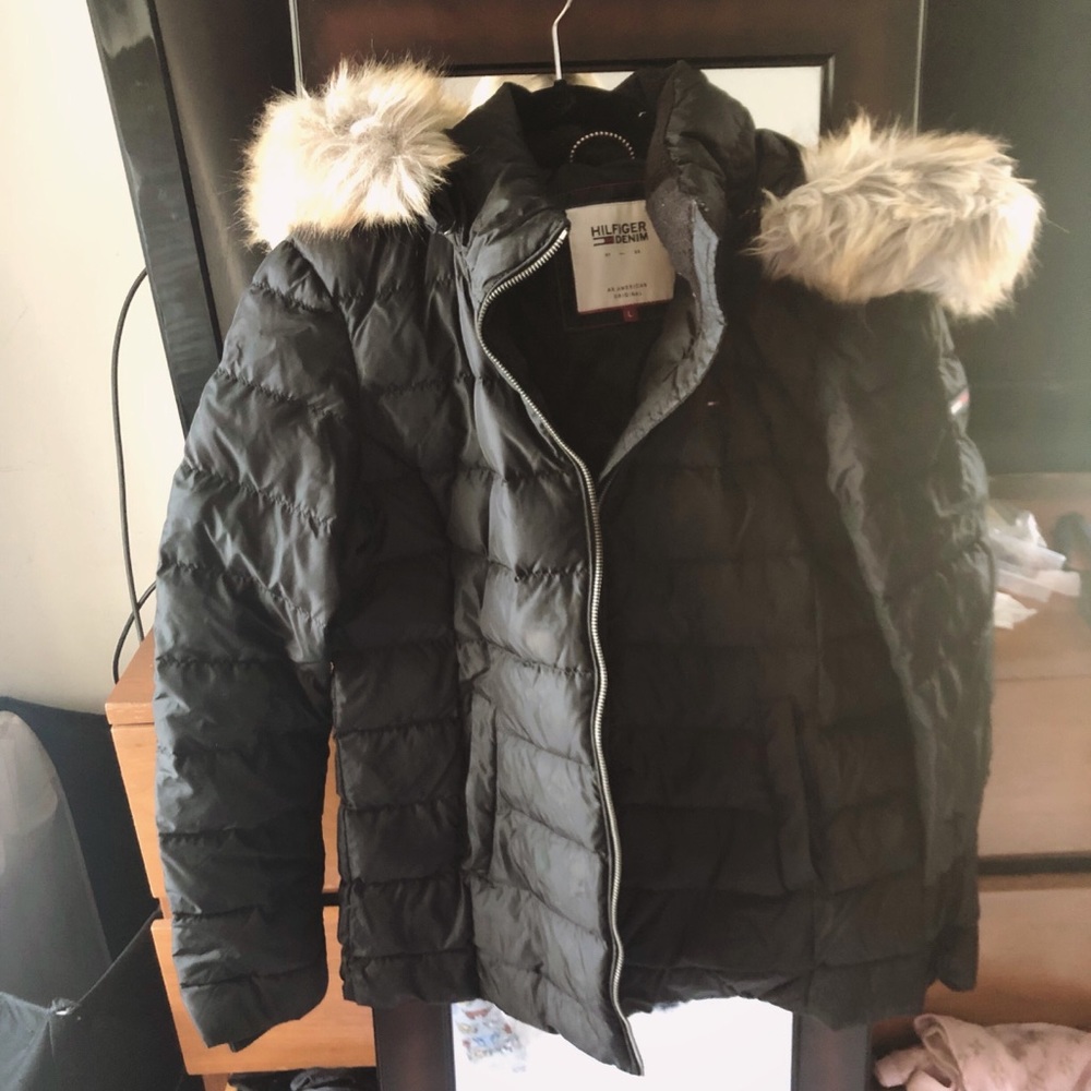 Tommy Hilfiger Puffer Coat with Faux Fur Hood